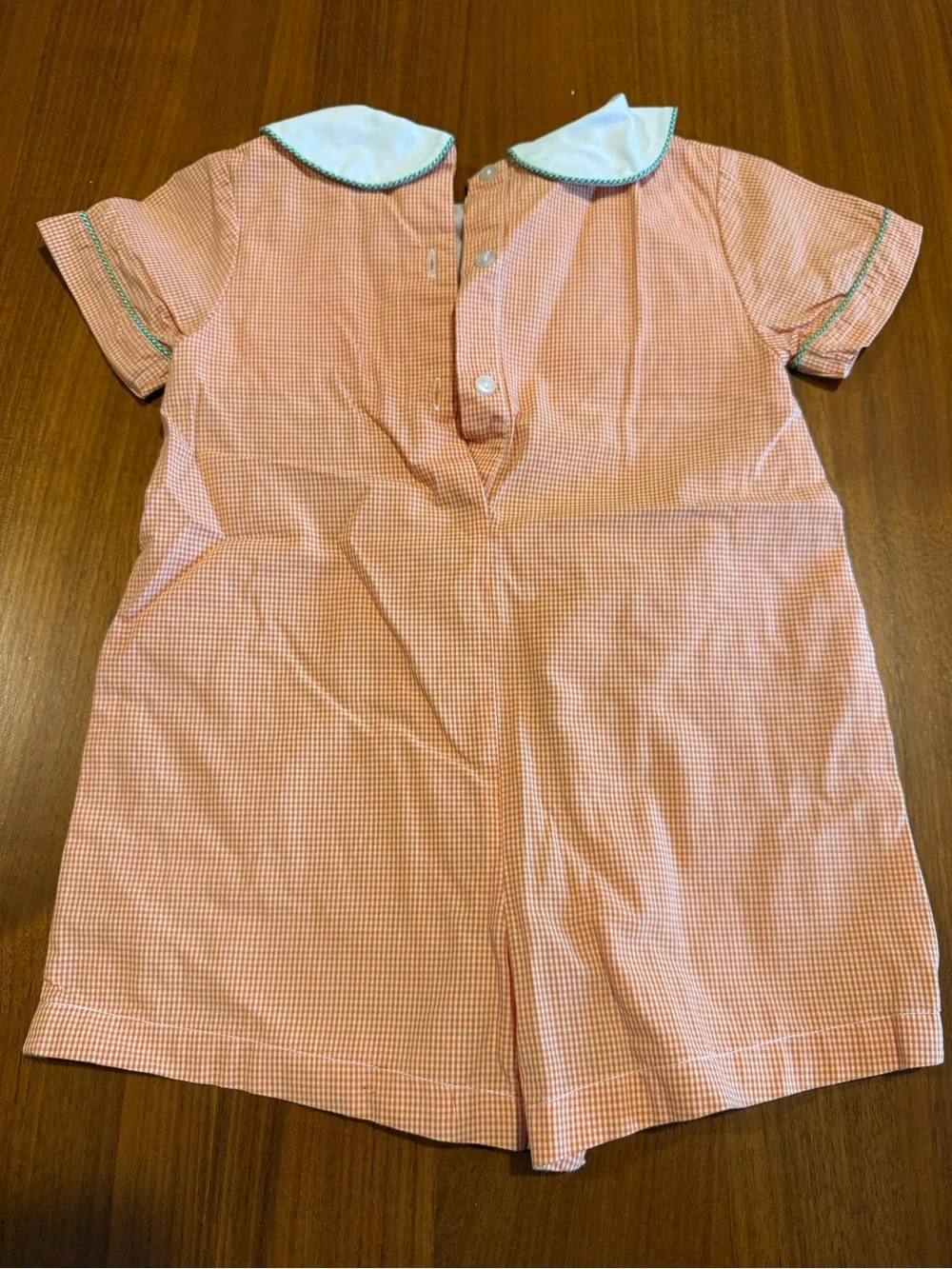 Embroidered Tractor Pumpkin Shortall - Orange Gingham fall Thanksgiving